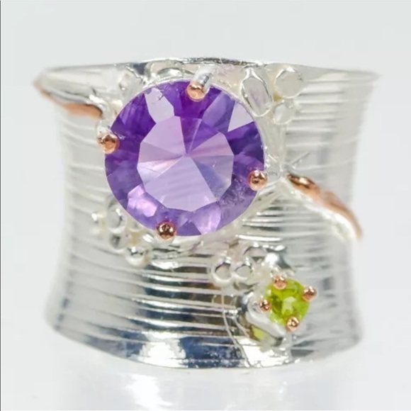 Artisan crafted Amethyst 925 sterling ring size 8 - Picture 5 of 7